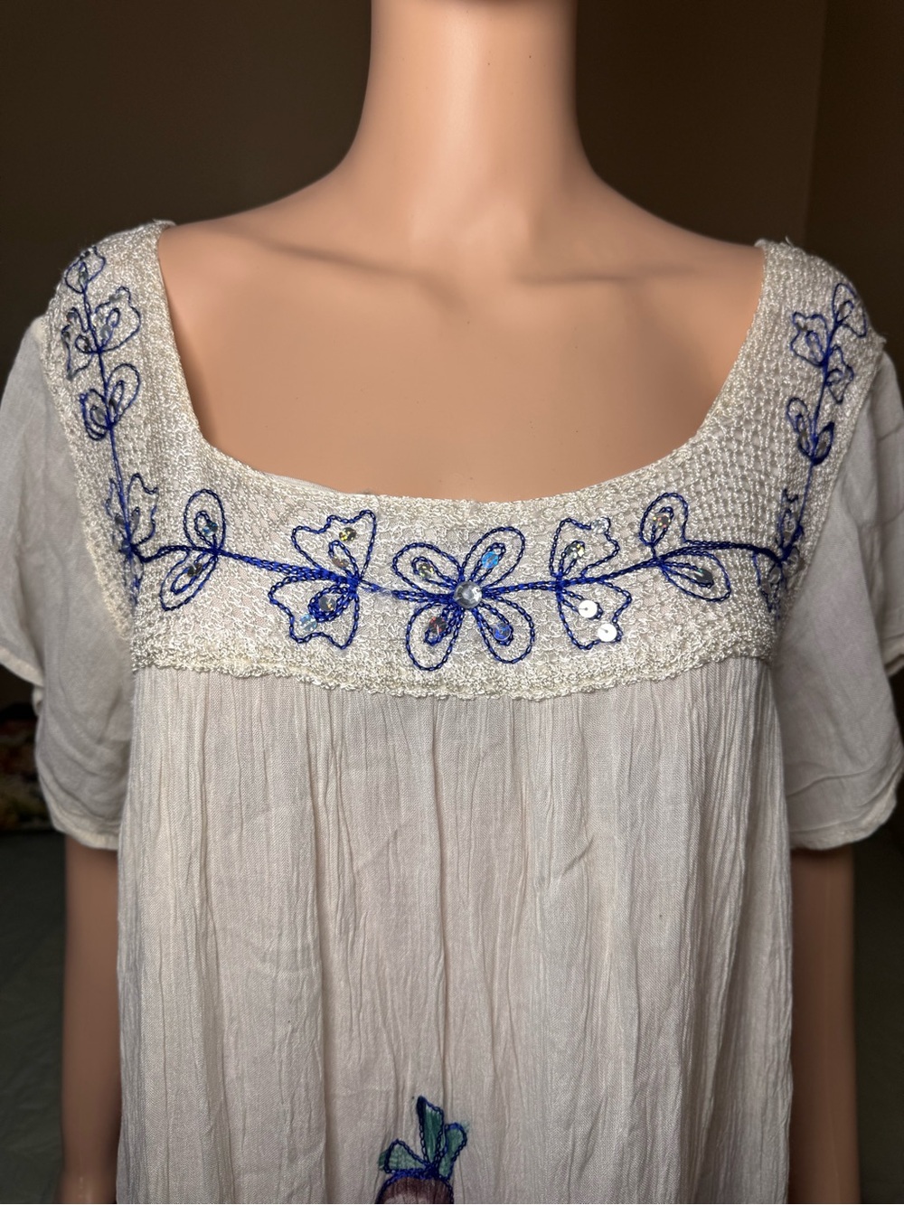 NF Free Style White Embroidered Floral Rayon Boho Maxi Dress Free Size NWT - Picture 2 of 9